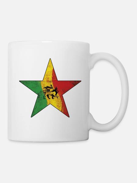 Reggae Löwe mit Rastafarbe - Tasse - Weiß