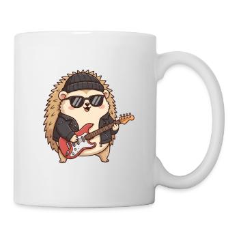 Cooler Igel mit Gitarrenkleid - Tasse - Weiß - Rechts