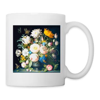 Blumenstrauß mit Schmetterlingen barock flämisch - Tasse - Weiß - Rechts