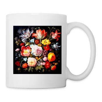 Lebendige Blumenpracht im Barockstil flämisch  - Tasse - Weiß - Rechts