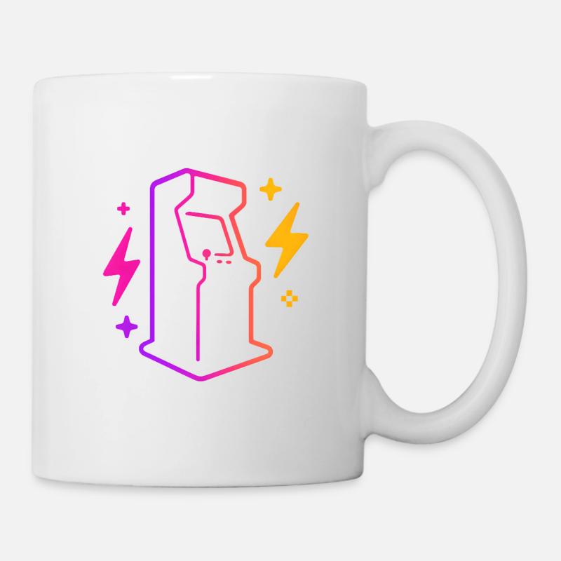 Retro Neon Arcade Spielübersicht - Tasse - Weiß