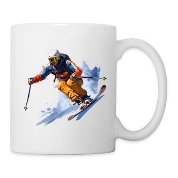 Skiing adventurer on snow - Mug - white - Right