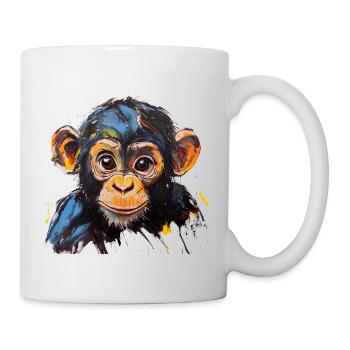 Ausdrucksstarker Affenbabyporträt Kunstdesign - Tasse - Weiß - Rechts