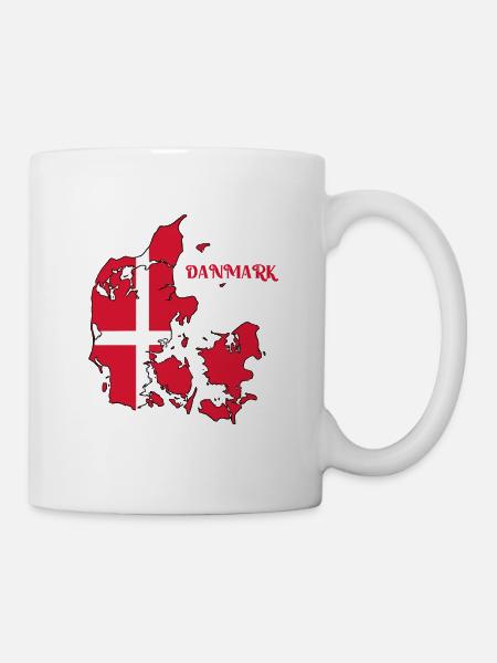 Dänemark Landkarte mit Flagge - Tasse - Weiß