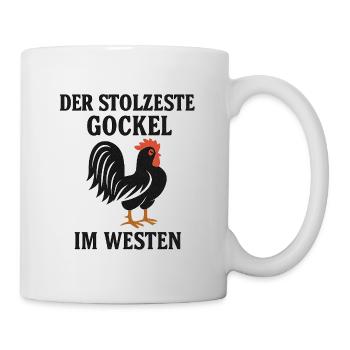 Der stolzeste Gockel im Westen – Fun Shirt - Tasse - Weiß - Rechts