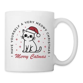 Weihnachtskatzenliebhaber lustige, fröhliche Catmas - Tasse - Weiß - Rechts