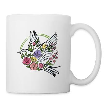 Blooming dove in flower wreath - Mug - white - Right