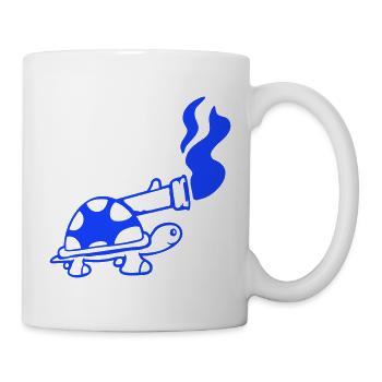 Schildkröte Panzer Waffe Kanone schießen Schuss - Mug blanc - blanc - Droite