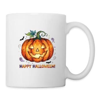 lachender Halloween-Kürbis - Tasse - Weiß - Rechts