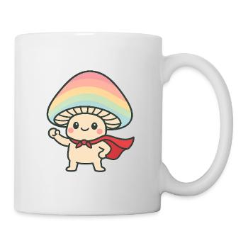 Mushroom Superhelden Cartoon Design - Tasse - Weiß - Rechts