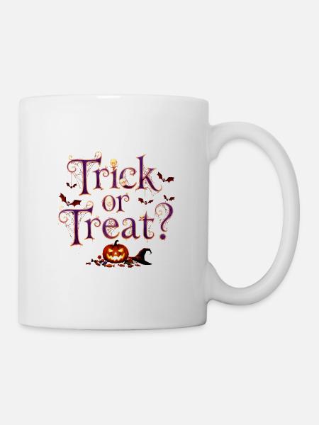 "Trick or Treat" – Slogan Halloween tendance & fun - Mug blanc - blanc