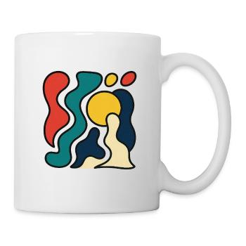 Abstraktes Design mit gelber Sonne - Tasse - Weiß - Rechts