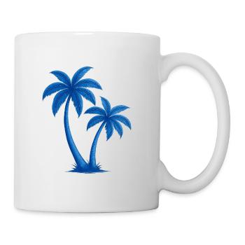 Blue Tropical Palm Trees Illustration - Mug - white - Right