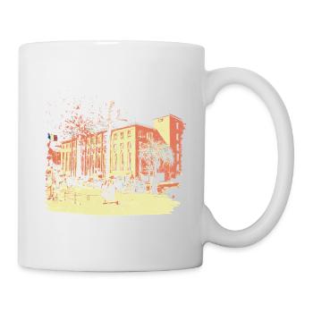 ancien palais des festivals de Cannes avec palmier - Mug blanc - blanc - Droite