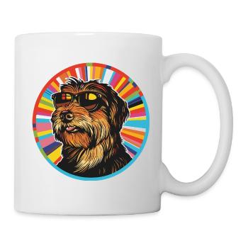 Colorful dog with sunglasses - Mug - white - Right