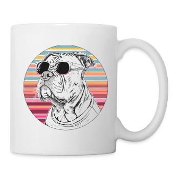 Cool Bulldog mit Sonnenbrille - Tasse - Weiß - Rechts