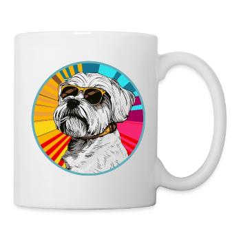 Funny dog with sunglasses - Mug - white - Right