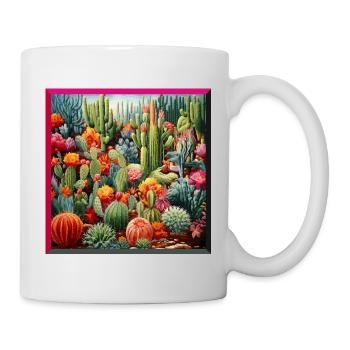 Vibrant Cactus and Succulent Garden Embroidery - Mug - white - Right