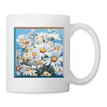 Daisy Garden Meadow Floral Pattern Embroidery - Mug - white - Right