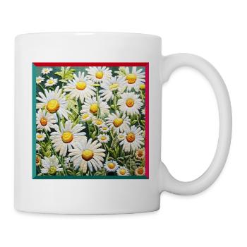 Camomille brodée motif floral jardin - Mug blanc - blanc - Droite
