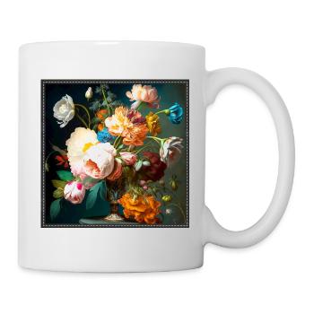 Flower arrangement in baroque style Flemish painter - Mug - white - Right