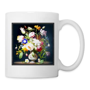 Blumenstrauß in Antiker Vase flämischer Barockstil - Tasse - Weiß - Rechts