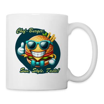 Sunny Chef Burger Dessin animé Design - Mug blanc - blanc - Droite