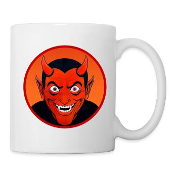Tête de diable démoniaque avec corne - Mug blanc - blanc - Droite