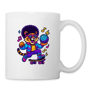 Lion DJ in retro design - Mug - white - Right