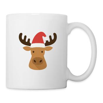 Funny moose with Christmas hat - Mug - white - Right