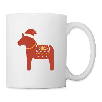 Dala-Pferd Weihnachten - Tasse - Weiß - Rechts