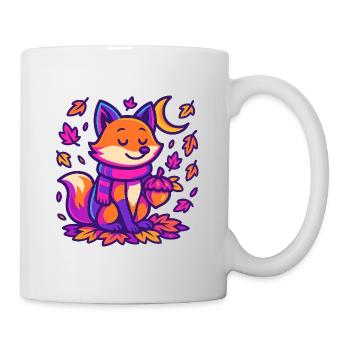 Herbstlicher Fuchs mit Kürbisskizze - Tasse - Weiß - Rechts
