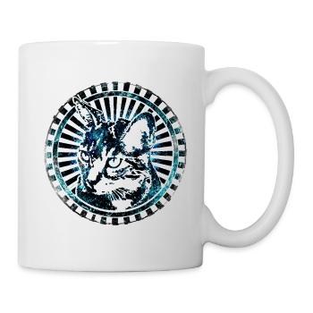 Illustration de chat futuriste avec halo - Mug blanc - blanc - Droite