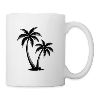 Tropische Palmen Silhouette auf Schwarz - Tasse - Weiß - Rechts