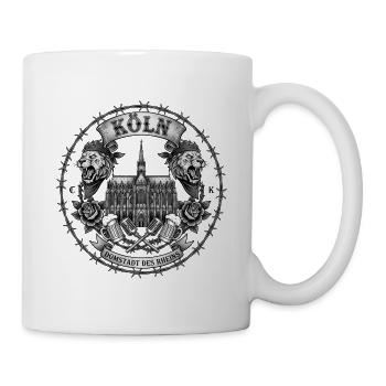 Köln Tattoo Design mit Dom und Löwen - Tasse - Weiß - Rechts