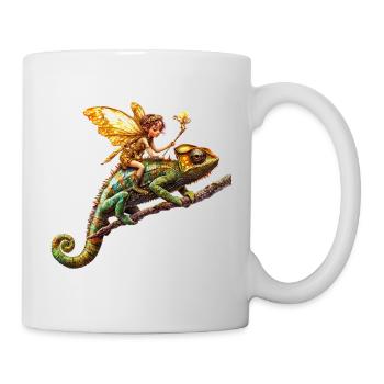 Magical elf rider on chameleon - Mug - white - Right