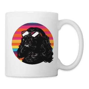 Schwarzer Hund mit Sonnenbrille - Tasse - Weiß - Rechts