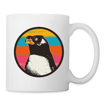Penguin with Retro Sunset - Tasse - Weiß - Rechts