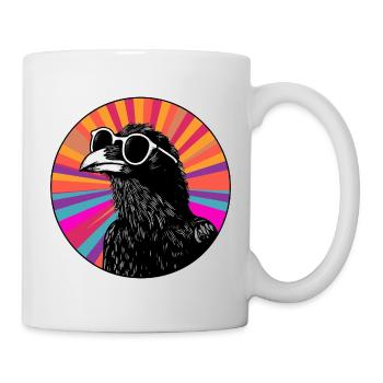 Oiseau avec lunettes de soleil et dégradé - Mug blanc - blanc - Droite