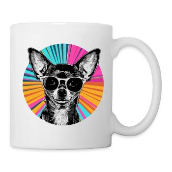 Chihuahua mit Retro Sonnenbrille - Tasse - Weiß - Rechts
