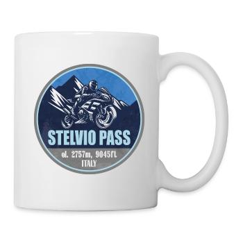 Col du Stelvio, Italie, Alpes, itinéraire à moto - Mug blanc - blanc - Droite