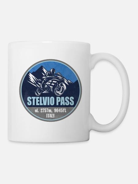Stilfser Joch Italien Alpen Motorradroute - Tasse - Weiß