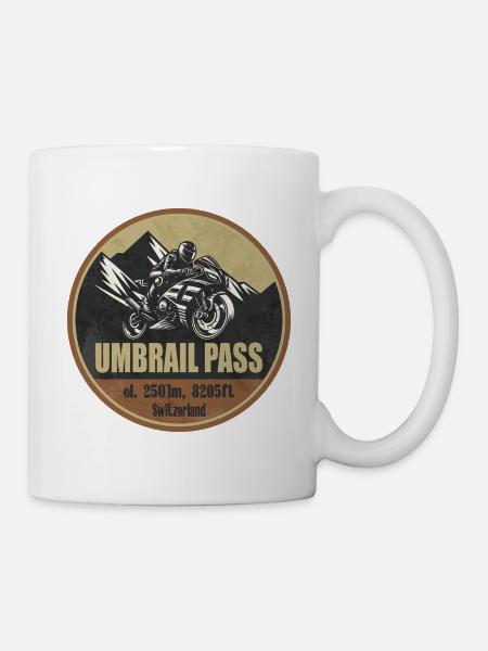 Umbrail Pass Schweiz Italien Motorradroute - Tasse - Weiß