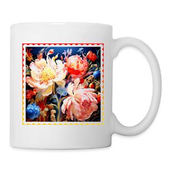 Vivid floral composition on dark background - Mug - white - Right