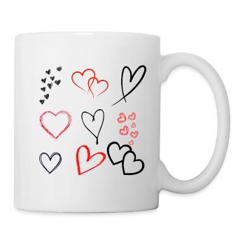 Heart Sketches Artistic Love Motif - Mug - white - Right