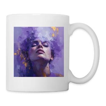 Abstraktes Porträt einer Frau - Öl auf Leinwand - Tasse - Weiß - Rechts
