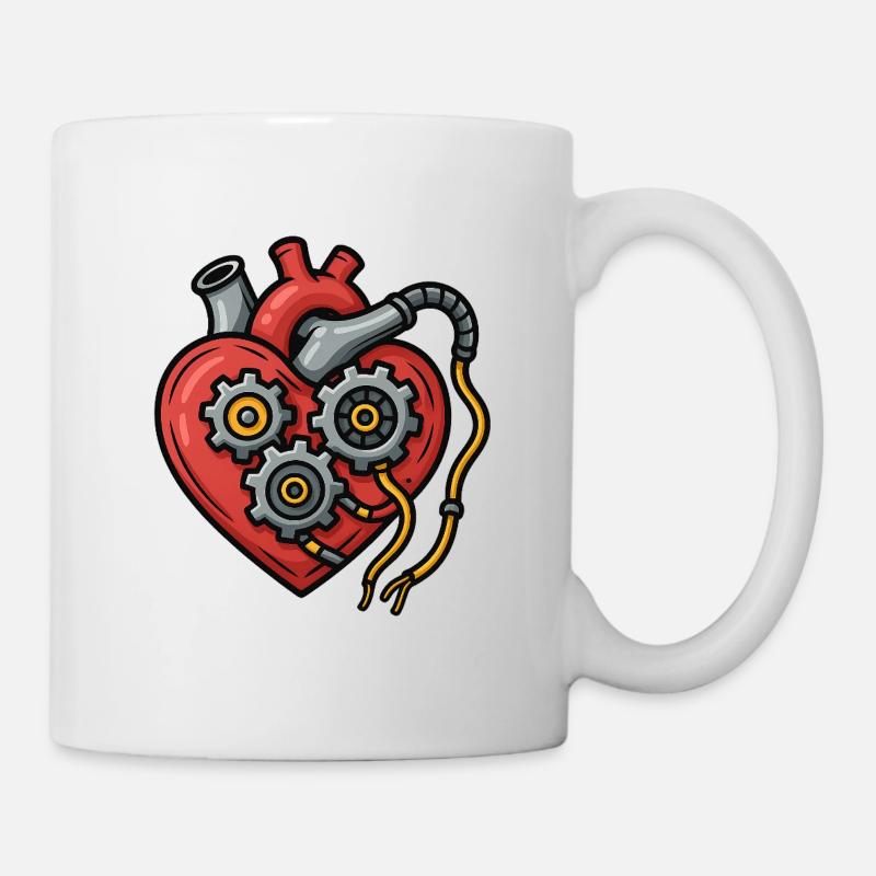 Mechanisches Herz Design - Tasse - Weiß