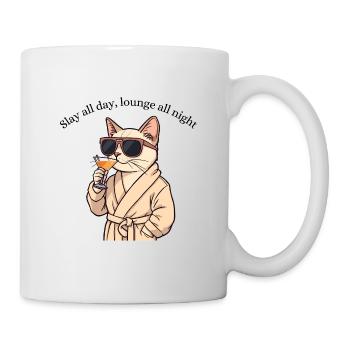 Cat in Style – Slay All Day, Lounge All Night - Tasse - Weiß - Rechts