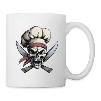 Schädel mit Kochmütze - Tasse - Weiß - Rechts