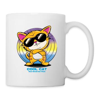 Coole Katze mit Sonnenbrille - Tasse - Weiß - Rechts